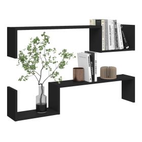Wall Shelves 2pcs Black 39.4"X5.9"X7.9" Engineered Wood 807269