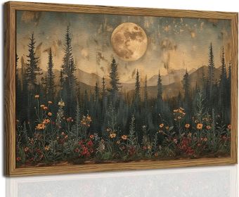 Moon Forest Wall Art, 3D Textured Nature Landscape Wall Decor Paintings