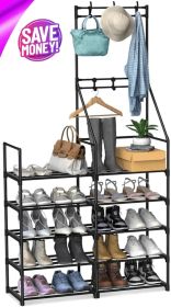 5-Tier Shoe Rack Shoe Storage Organizer, Freestanding Coat and Shoe Rack, 25-30 Pairs Shoe Shelf for Entryway Closet