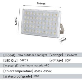 LED Floodlights, Outdoor Waterproof Industrial Workshops, Factory Buildings, Outdoor Lighting, Courtyards, Exploratory Streetlights, Ultra Bright (Option: 50W)