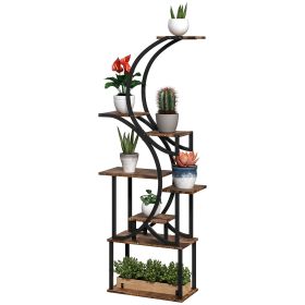 Outsunny Plant Stand Indoor, 8 Tier 62" S-Shaped Plant Shelf, Corner Plant Rack for Multiple Plants, Carbonised Finish (Color: default)
