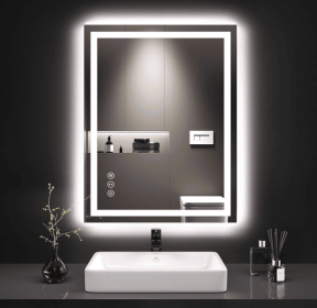 Triple Color Temperature/LED/RGB Smart Touch Control Bathroom Mirror with Tempered Glass, Adjustable Light, Fog & Shatterproof, Memory Function (S3R13874UL55"x30": S3 R21279UL84"x32")